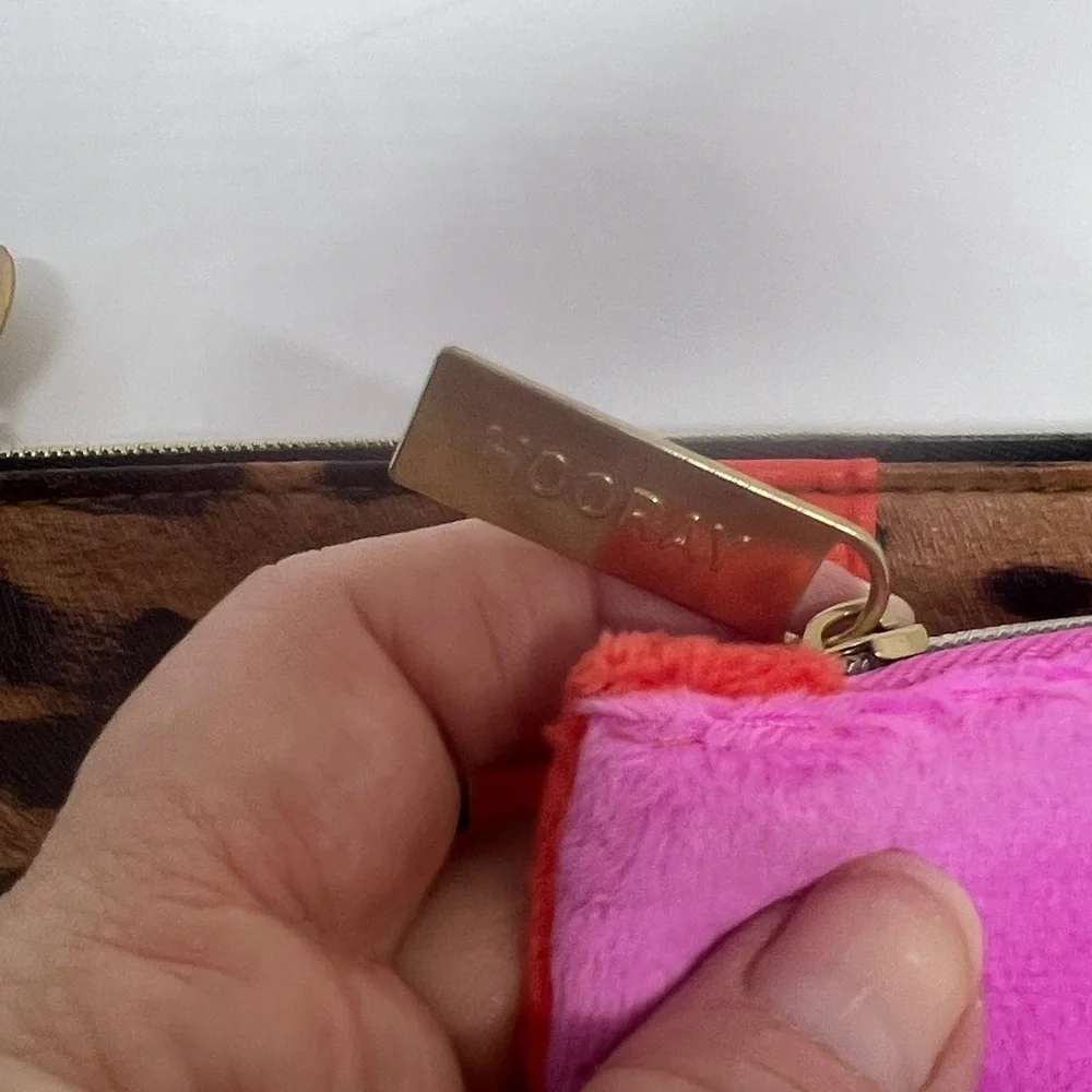 New Leopard Print and Color Block Pink & Orange Ipsy Makeup Bags.